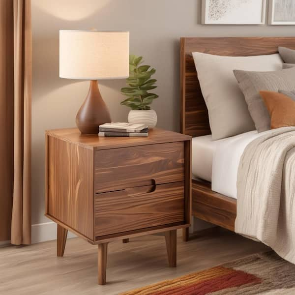 Mid-Century Modern Nightstand Bedside Table Wooden 2 hotsell Drawers (Set of 2)