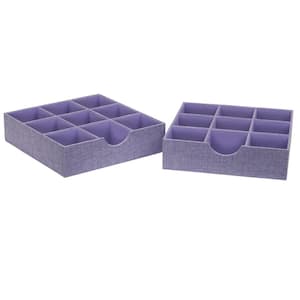 12 in. W x 3 in. H Iris Heather Linen 1 Drawer Unit 9 Section Hard-Sided Trays (2-Pack)