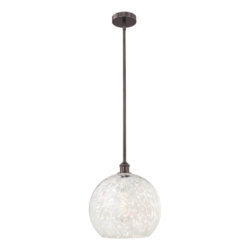 White Mouchette 100-Watt 1-Light Oil Rubbed Bronze Shaded Mini Pendant Light with Painted Glass Shade price history on PriceWatchPro