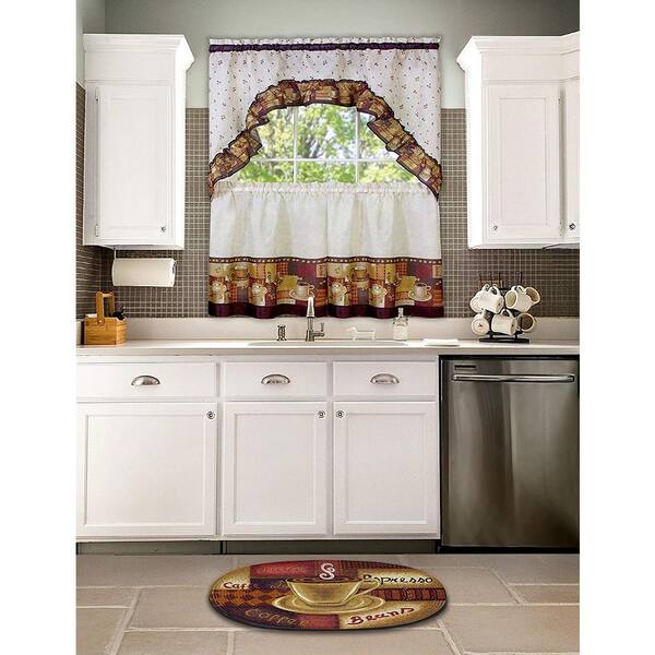 Cafe Latte Mocha Tiers & Valance  Interiors by Design Polyester Multicolor 