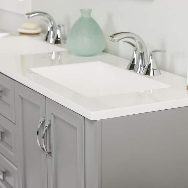 Glacier Bay Lancaster 60 in. W x 19 in. D x 33 in. H Double Sink  Freestanding Bath Vanity in White with White Cultured Marble Top  LC60P2COM-WH - The Home Depot