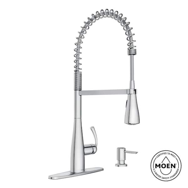 MOEN Essie Single-Handle Pre-Rinse Spring Pulldown Sprayer Kitchen Faucet with Power Clean in Chrome