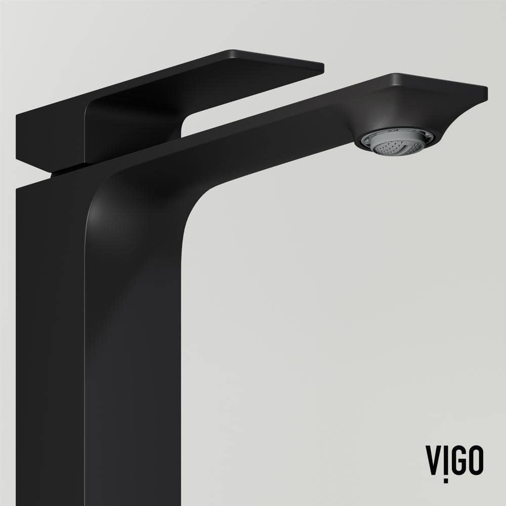 Matte Black Tall Single Handle Vessel Sink Faucet