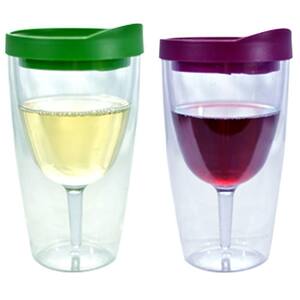 2-Piece Merlot and Verde Double Wall Acrylic Insulated Wine Tumbler Set