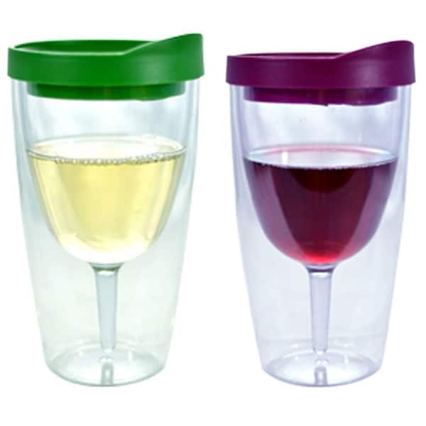 Southern Homewares 2-Piece Merlot and Verde Double Wall Acrylic Insulated Wine Tumbler Set