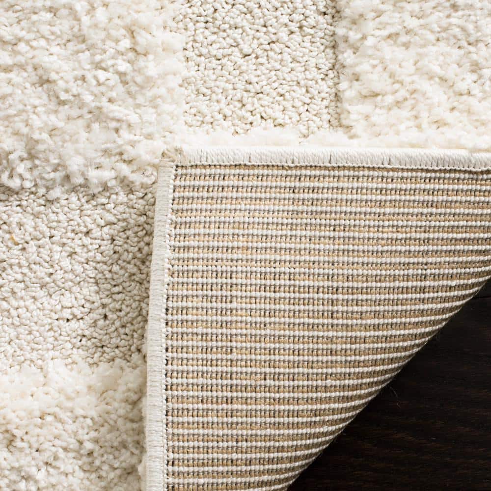 White Rectangular 6' x 9' Shag Synthetic Area Rug