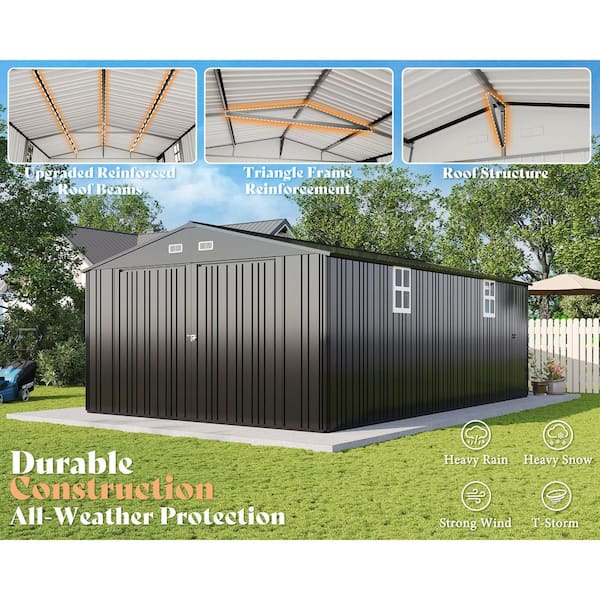 amerlife 13.2 ft. W x 20.7 ft. D Metal Shed with Double Door