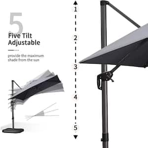 8 ft. Square Outdoor Patio Cantilever Umbrella Aluminum Offset 360° Rotation Umbrella in Light Gray