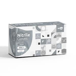 Large Nitrile Latex Free and Powder Free Disposable Gloves in Chrome (Silver) (200 Gloves)
