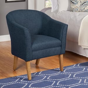 Chunky Barrel Shaped Navy Textured Accent Chair