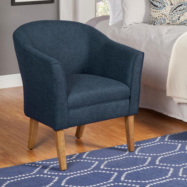 Homepop Chunky Barrel Shaped Navy Textured Accent Chair