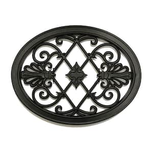 17 in. x 13 in. Black Cast Aluminum Oval Insert for Wooden Gate or Fence