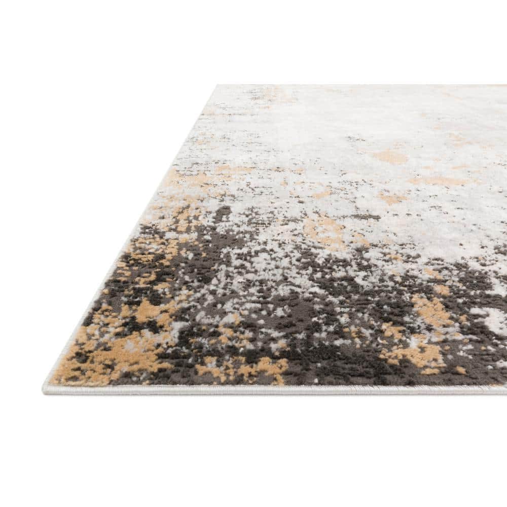 Elysian Gray and Gold Synthetic 32x156 Contemporary Area Rug