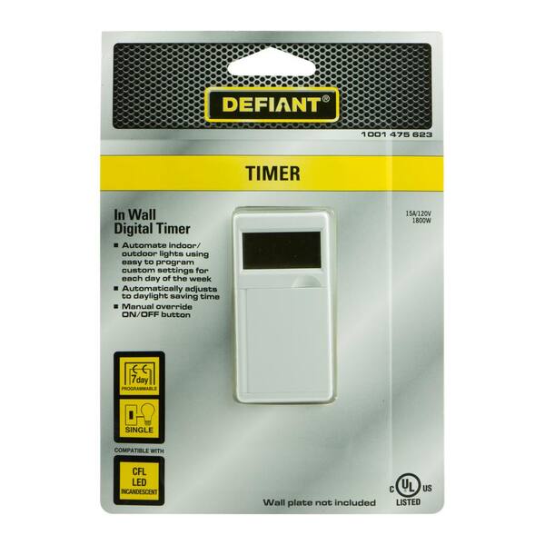 Defiant - 15 Amp 7-Day In-Wall Digital CFL-LED Compatible Timer