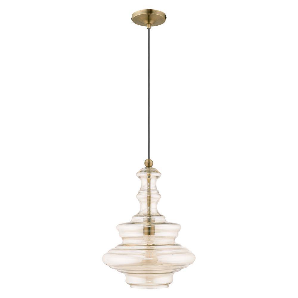 Champagne Glass Mini Pendant with Antique Brass Finish