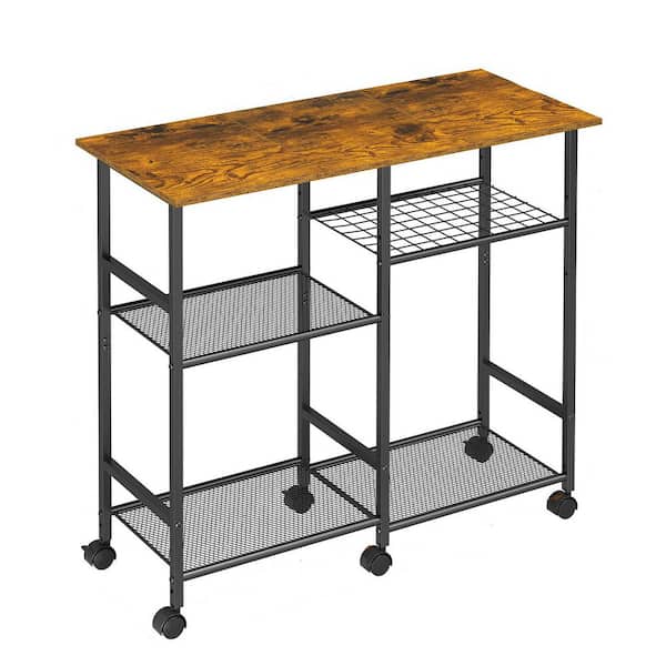 15.8in D x 32.1in H x 34.8in W Brown Assembled Freestanding Kitchen Cabinet with Adjustable Shelf and Wheels