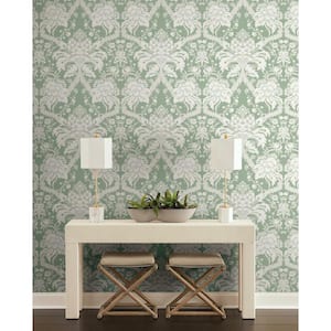 60.75 sq ft Green French Artichoke Dam Pre-Pasted Wallpaper