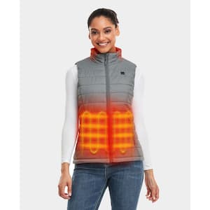 Women's Small Gray 7.38-Volt Lithium-Ion Lightweight Heated Vest with 1 Upgraded 4.8 Ah Battery and Charger