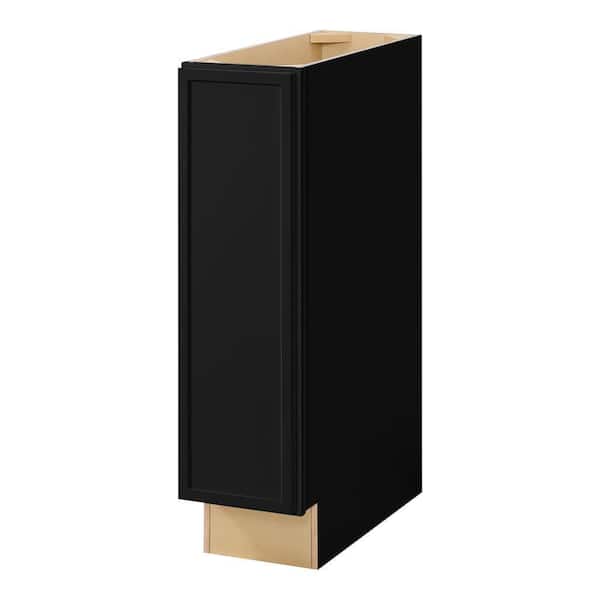 Leyton 9 in. W x 24 in. D x 34.5 in. H Ready to Assemble Plywood Slim Shaker Base Kitchen Cabinet in Raven Black