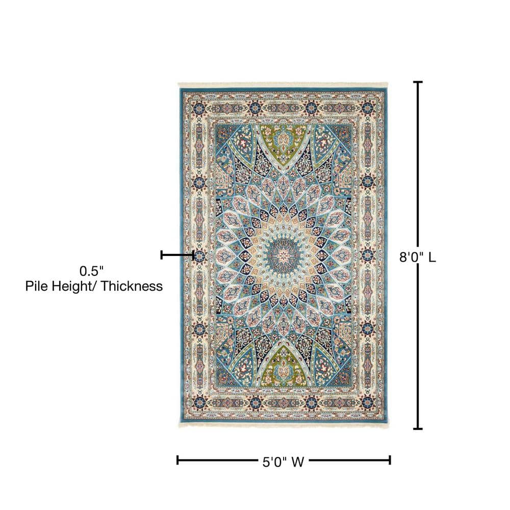 Handmade Tufted Floral Blue Synthetic 8' x 10' Rectangular Rug