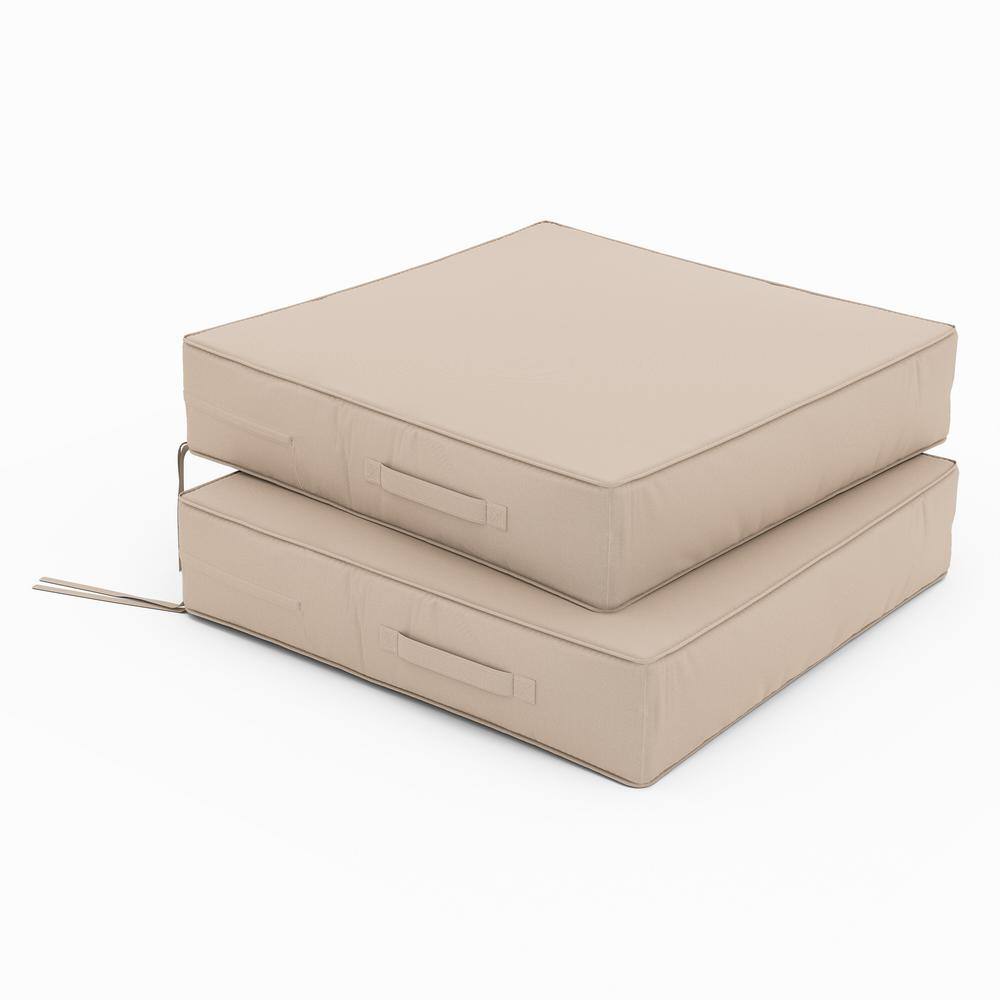 22 in. x 22 in. x 4 in. (2-Pack) Square Outdoor Patio Seating Repacement Lounge Chair Dining Seat Cushion Sand price history on PriceWatchPro