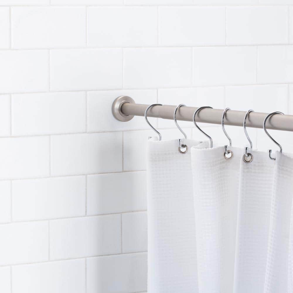 Adjustable Satin Nickel Steel Curtain Tension Rod 24-42"