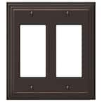 Tiered 2 Gang Rocker Metal Wall Plate - Aged Bronze
