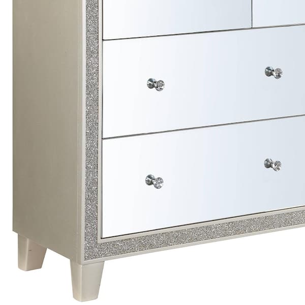 Acme Furniture Sliverfluff 7-Drawer Mirrored and Champagne Dresser 