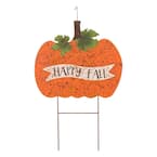 29.88 in. H Metal Rusty Pumpkin Yard Stake or Standing Decor or Hanging Decor (KD, 3 Function)