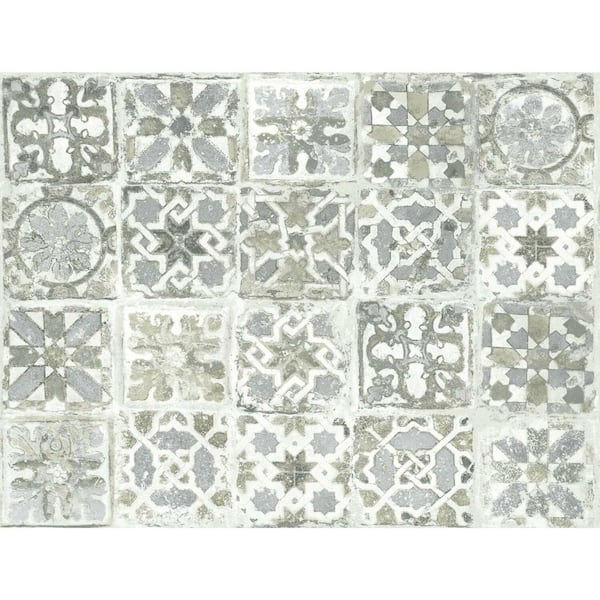 York Wallcoverings 45 sq. ft. Encaustic Tile Non-Woven Peel and Stick Wallpaper