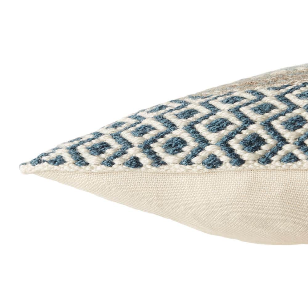 Rautha Blue and Gold Geometric Polyester Throw Pillow