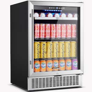 24 in. Built-in Beverage Center Single Zone 180-Cans Beverage Cooler Fridge in Stainless Steel