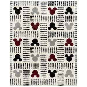 Mickey Mouse Bravo Strokes Ivory/Gray 5 ft. x 7 ft. Geometric Indoor Area Rug