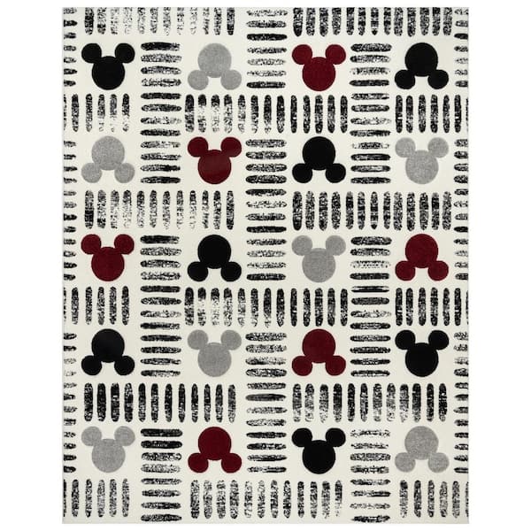Mickey Mouse Bravo Strokes Ivory/Gray 5 ft. x 7 ft. Geometric Indoor Area Rug