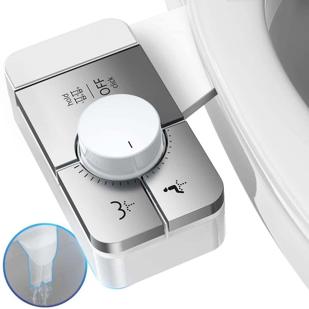 Durable Brass Non-Electric Bidet Attachment with Pressure Control, Braided Hose and Mounting Kit Included in White price history on PriceWatchPro
