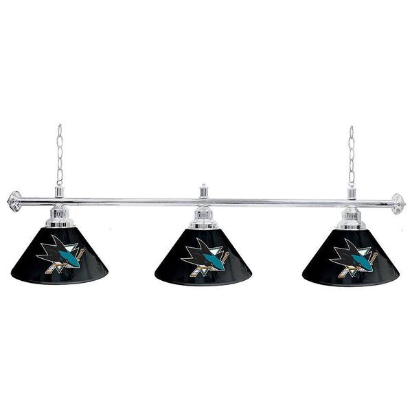Trademark Global NHL San Jose Sharks 60 in. Three Shade Gold Hanging Billiard Lamp