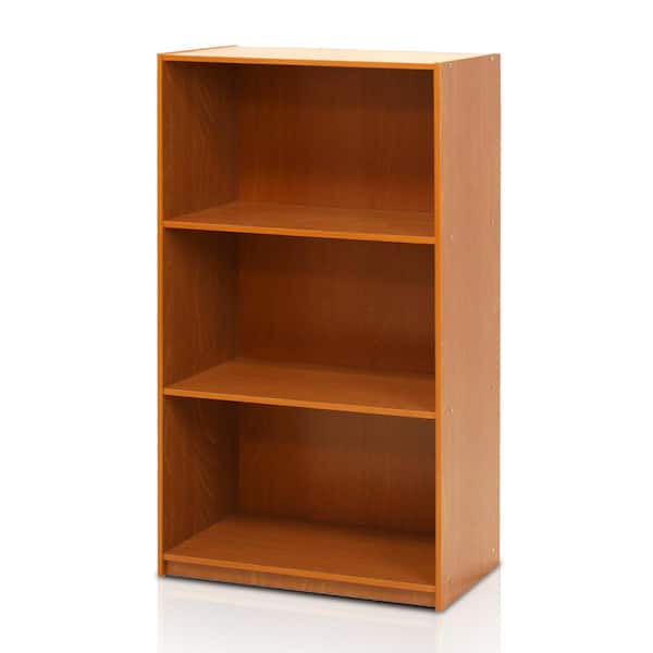 Furinno 39.5 in. Light Cherry Wood 3-shelf Standard Bookcase with Storage