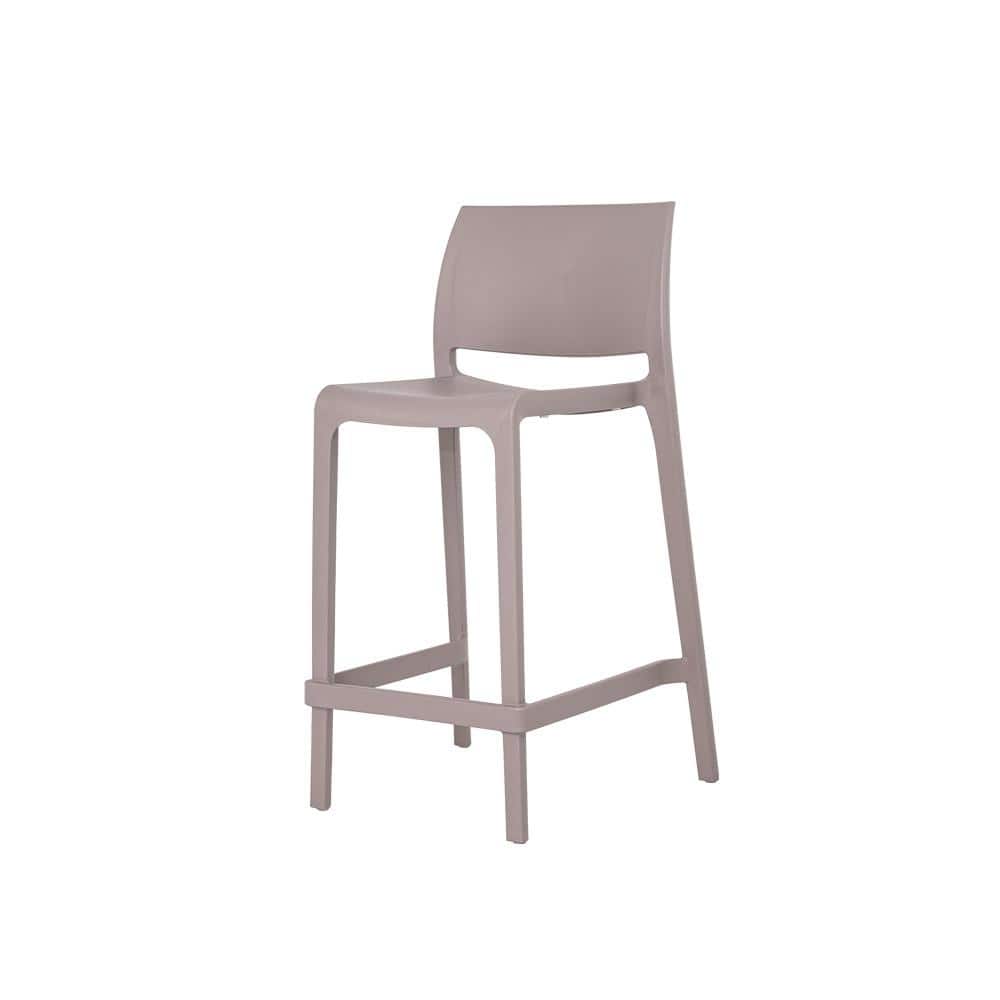Taupe Climate Resistant Minimalist Stackable Counter Stools - Set of 2