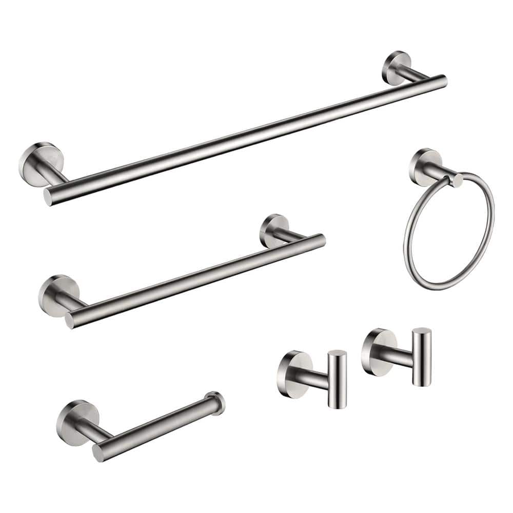 Heemli Modern 6Pieces Bath Hardware Set with Towel rail*2 Paper towel