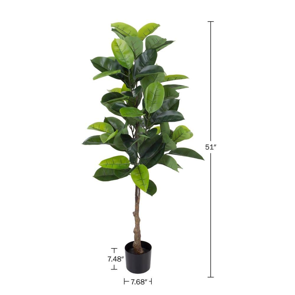 Lush Green 51" Artificial Rubber Plant in Durable Pot