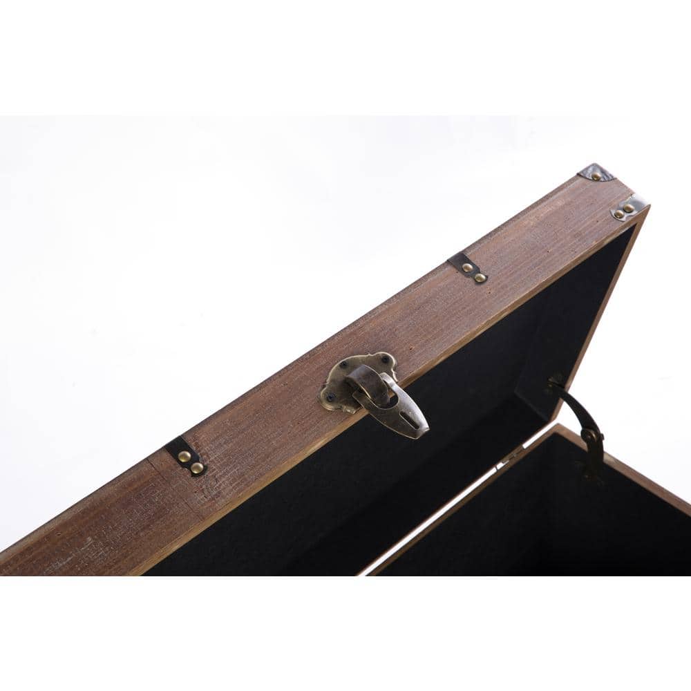 Medium Rustic Brown Wooden Storage Trunk with Latch