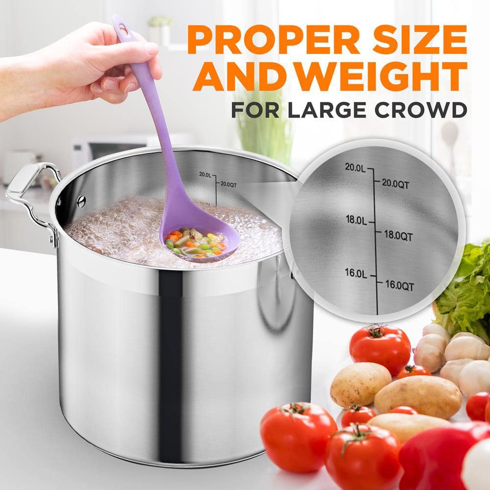 NutriChef 20 Quart Stainless Steel Induction Stockpot with Lid