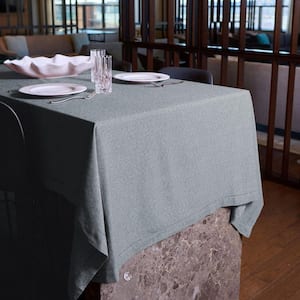 Brittany Hemstitch 60 in. W x 120 in L Grey Solid Cotton Rich Tablecloth