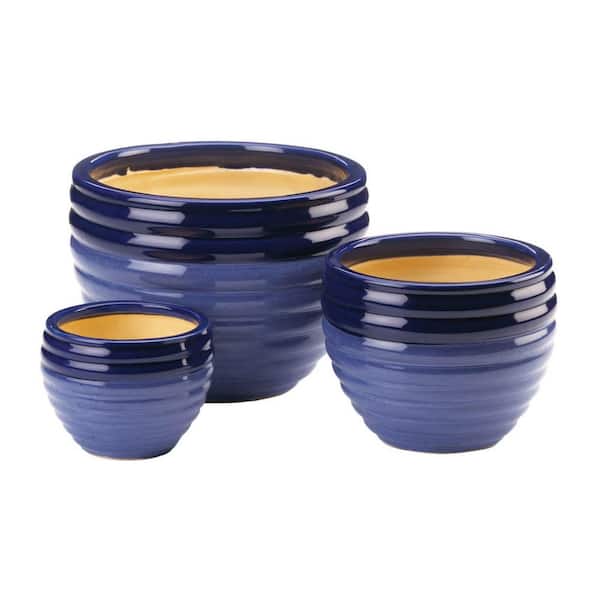 Duo Blue Tone Planter (Set of 3) 6.25 in., 8.75 in., and 12 in.