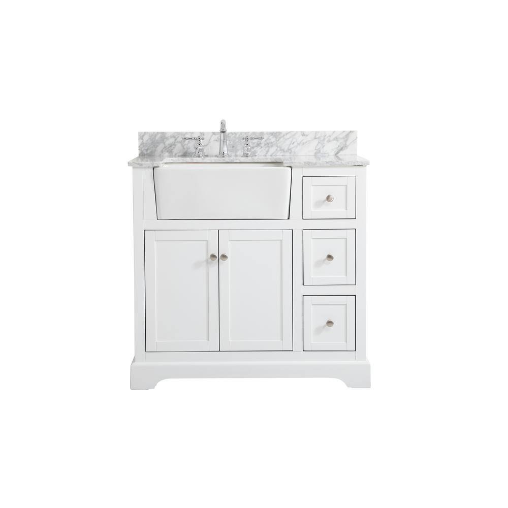 Timeless Home 36 in. W x 22 in. D x 34.75 in. H Bath Vanity in White with C