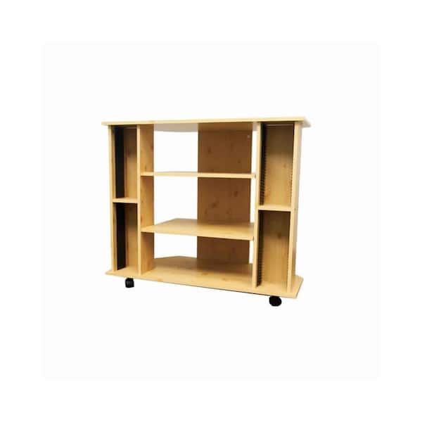 Benjara 35 in. Brown Wood TV Stand Fits TVs up to 32 in. with 3 Cabinets