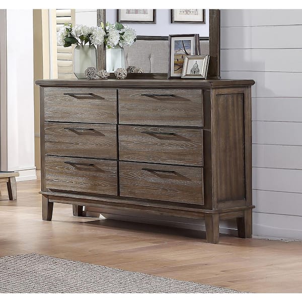 NEW CLASSIC HOME FURNISHINGS Cagney Vintage 6-Drawer 65 in. Dresser ...