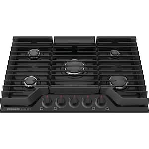 Gallery 30 in. Gas Cooktop in Black with 5-Burner Elements, including Quick Boil and Simmer Burner