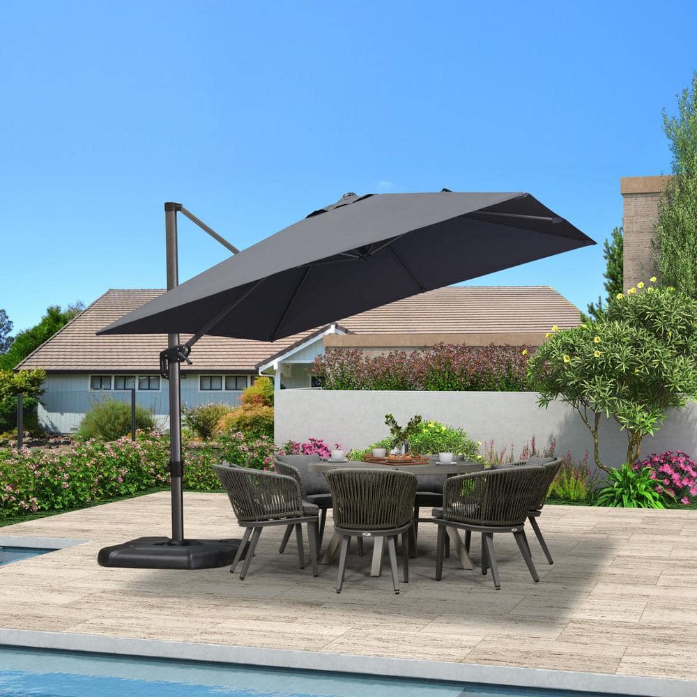 PURPLE LEAF 10 ft. Square Aluminum Outdoor Patio Cantilever Umbrella ...