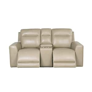 Doncello Sand 39 in. Power Reclining Console Loveseat